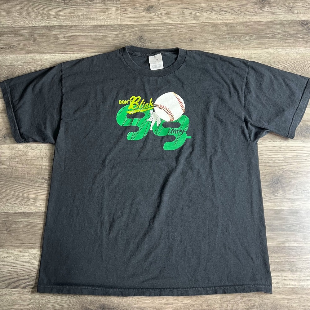 VTG Nike Baseball T Shirt Mens XL Dont Blink 99 MPH Pitcher‎ Tee Y2K